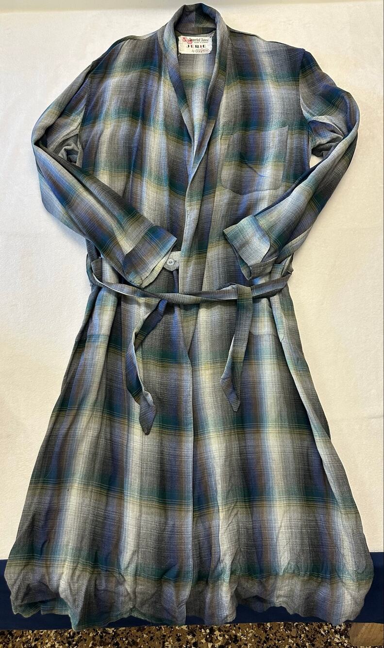 Vintage 1950s Plaid Robe One Size